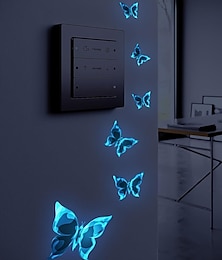 Недорогие -1 комплект, светящиеся в темноте наклейки на стены в виде бабочек, светящиеся наклейки на стены, синий цвет