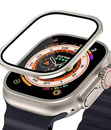 お買い得  -Apple Watch Ultra 49mm スクリーンプロテクター 49mm 9h 強化ガラス チタン合金フレーム オリジナルのタッチセンシティブ軽量保護ガラスフィルム iwatch Ultra 49mm 用の時計ケース