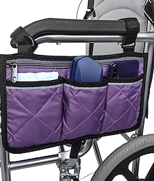 abordables -Bolsa organizadora de reposabrazos para silla de ruedas, accesorios de viaje para silla de ruedas, bolsa de almacenamiento con bolsillos