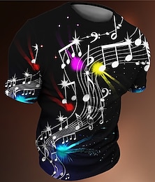 お買い得  -男性用 Tシャツ グラフィック 音符 クルーネック 衣類 3Dプリント アウトドア カジュアル 半袖 プリント ヴィンテージ ファッション デザイナー