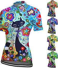 voordelige -Dames Wielrenshirt Grafisch Korte mouw Fietsen Shirt Kleding Bovenlichaam met 3 achterzakken Bergracen Wegwielrennen Sneldrogend Reflecterende strips Achterzak Vochtregelerend Sport Geel Blauw Oranje