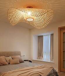 economico -lampadario a soffitto in bambù intrecciato stile retrò idilliaco l'illuminazione del lampadario e26 / e27 è applicabile al soggiorno camera da letto ristorante caffetteria bar ristorante club