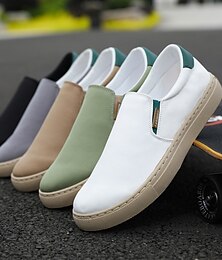 baratos -Homens Tênis Mocassins Caminhada Casual Diário Lona Respirável Mocassim Preto Branco Verde Primavera Outono