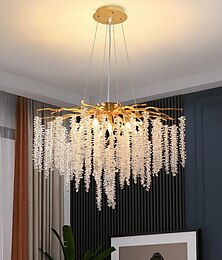 abordables -long lustre en cristal de rotin suspendu 6 lampes 23,5 po / 8 lampes 31,2 po g9 lustre moderne en or branches d'éclairage lustre de restaurant lampes suspendues ac85-265v