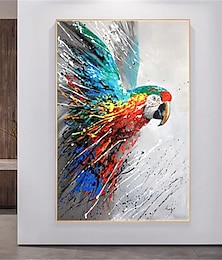 preiswerte -Ölgemälde 100 % Handarbeit, handgemalte Wandkunst auf Leinwand, bunt, Tier, abstrakt, Papagei, Vogel, Heimdekoration, Dekoration, gerollte Leinwand, kein Rahmen, ungedehnt