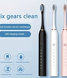 economico -spazzolino elettrico sonico per adulti - spazzolino elettrico ricaricabile con 4 testine, 3 ore di ricarica rapida per 60 giorni, 6 modalità ipx7 waterproof, 2 minuti di spazzolino ricaricabile smart