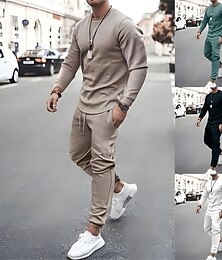 voordelige -Voor heren Trainingspak sweatsuit Joggingpakken Zwart Wit Blozend Roze Rood blauw Strakke ronde hals Effen Kleur Sport & Outdoor Sportkleding Casual Kleding Hoodies Sweatshirts Lange mouw