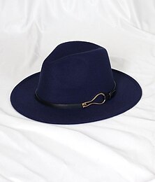 abordables -Sombreros Lana / Acrílico Sombrero de fieltro Formal Boda cóctel Astcot real Sencillo Retro Con Hebillas Metálicas Color Puro Celada Sombreros