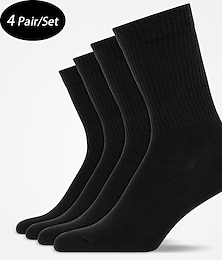 cheap -Men's 5 Pairs Socks Tennis Socks Crew Socks Black White Color Plain Outdoor Daily Holiday Medium Spring, Fall, Winter, Summer Stylish Classic