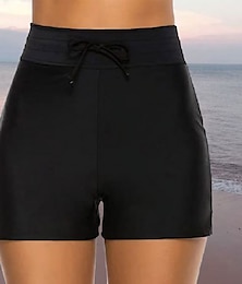 cheap -Women's Swimwear Bikini Bottom Swim Shorts Normal Swimsuit Drawstring Solid Color Beach Wear Summer Bathing Suits