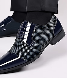 abordables -Hombre Oxfords Zapatos Derby Mocasines de cuero Negocios Casual Británico Boda Fiesta y Noche PU Transpirable Banda Elástica Negro Azul Piscina Gris Verano Primavera