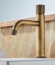 economico -miscelatore lavabo bagno monocomando, rubinetti mono lavabo vintage in ottone montato sul ponte, monoblocco monocomando rubinetto acqua monoforo con tubo acqua calda e fredda bagno