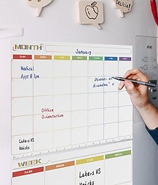 זול -1 יחידה הערות טפט מגנטי חודשי/שבועי/יומי לוח שנה לוח מחיק יבש מחיקת לוח לוח מקרר מדבקת לוח הודעות לוח תפריט