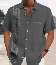 economico -Per uomo A foglia Etnico Camicia estiva Maglietta informale Camicia con bottoni Manica corta Di tendenza Comodo Da mare Giornaliero Per eventi Estate Bavero Stampa Tasca frontale Rosso Blu Verde
