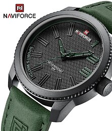 cheap -NAVIFORCE Men Quartz Watch Military Outdoor Sports Wristwatch Dive Waterproof Leather Strap Watch