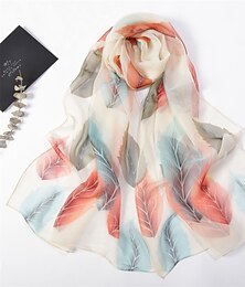 halpa -1pcs Colored Leaves Women Elegant Chiffon Georgette Bandana Scarf Summer Beach Travel Sun Protection Thin Soft Hijab