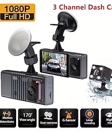 economico -Dash cam a 3 canali anteriore e posteriore all'interno 1080p dash ir night vision registrazione in loop telecamera dvr per auto con schermo ips da 3 pollici 3 telecamere dashcam per auto