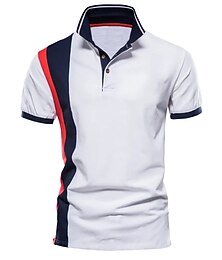 זול -בגדי ריקוד גברים חולצת POLO חולצת גולף קזו'אל ספורט קלאסי שרוולים קצרים אופנתי בסיסי קולור בלוק לַחְצָן קיץ רגיל כחול שמיים בהירים לבן נייבי כהה אפור חולצת POLO
