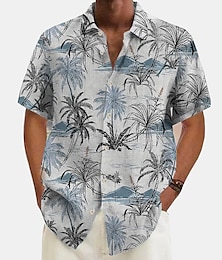 levne -Pánské Košile pro volný čas Letní košile Plážová košile Havajská košile Bílá Zelená Khaki Krátký rukáv Kokosový strom Klopa Jaro léto Havajské Dovolená Oblečení Tisk