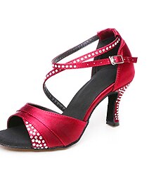 رخيصةأون -نسائي أحذية رقص أداء تمرين كعب كعب كوبي أسود أحمر