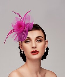 abordables -Fascinateurs pour Femmes pour Fête Mariage Occasion Spéciale Tissu Plume Rouge Rose Vert robe à impressionner Derby Fascinateurs Jour de Course 2025