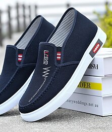 economico -sneakers slip-on casual da uomo in tela blu con suola in gomma bianca per un comodo utilizzo quotidiano