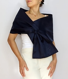 cheap -Shawl & Wrap Shawls Women‘s Wedding Guest Wrap Pure Elegant Sleeveless Taffeta Wedding Wraps With Pure Color For Party All Seasons