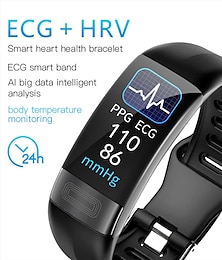 cheap -P11 PLUS Smart Watch 0.96 inch Smart Wristbands Fitness Band ECG+PPG Pedometer Call Reminder Fitness Tracker Activity Tracker Compatible with Android iOS IP 67 Women Men Thermometer Health Care