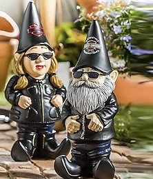 economico -biker polystone a tema gnomo da giardino in resina ornamenti da giardino decorazione da cortile artigianato