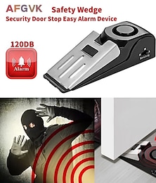 abordables -1/2 Uds mini alarma de parada de puerta alarma 120db ideal para el hogar tapón en forma de cuña alerta sistema de seguridad sistema de bloqueo