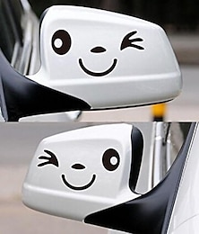 olcso -2db aranyos rajzfilm mosoly arc autómatricák autó visszapillantó tükör matricák autóstílus l & r tükör matrica személygépkocsikhoz