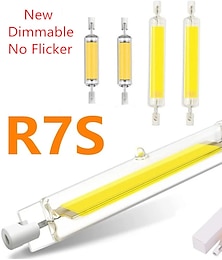 abordables -Regulable sin parpadeo led r7s bombilla de tubo de mazorca de vidrio 78mm 118mm lámpara de maíz 110v 220v alta potencia j78 j118 reemplazar lámparas de luz halógena