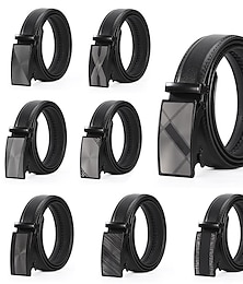 cheap -Men's Faux Leather Belt Casual Belt Ratchet Belt Black 8 Black 1# Faux Leather Stylish Classic Casual Plain Daily Vacation Going out