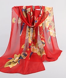 お買い得  -カササギの女性 サクラソウ シフォン スカーフ ロング シルク スカーフ