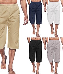 ieftine -Bărbați Pantaloni Scurți Pantaloni scurți din in Pantaloni scurți de vară Pantaloni scurți de plajă Pantaloni Capri Buzunar Cordon Talie elastică Simplu Confort Respirabil În aer liber Zilnic Ieșire