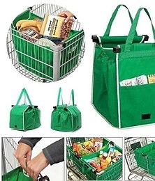 preiswerte -verdickte grüne supermarktwagen einkaufstasche aufbewahrungstasche stoffbeutel vlies handtasche tv produkt grab bag