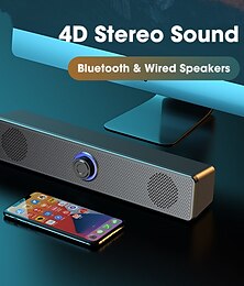 abordables -Altavoces de sonido envolvente 4d bt 5,0, altavoces de ordenador, subwoofer estéreo, adecuado para ordenador portátil, teatro, tv, caja de barra de sonido, cine en casa