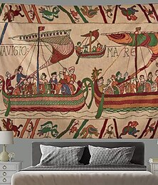 abordables -Tapisserie médiévale de Bayeux Tapisserie du Moyen Âge Art mural grande tapisserie décoration murale photographie toile de fond couverture rideau décoration maison chambre salon
