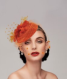economico -fascinators kentucky derby cappello copricapo copricapo netto velo cappello da sposa giorno delle signore cocktail reale astcot con cappuccio copricapo floreale copricapo