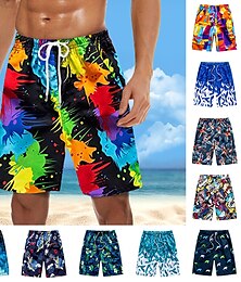 economico -costume da bagno da uomo quick dry beach board shorts con coulisse leggero con elastico in vita e tasche