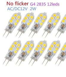 olcso -10db 2w g4 led izzó smd2835 12 leds bi-pin talp 20w halogén izzó megfelelő ac/dc 12 volt meleg fehér fehér 3000k 6000k 360 fok