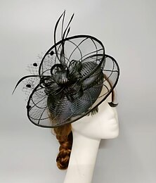 baratos -fascinadores kentucky chapéu derby headpiece pérola penas véu chapéu casamento dia das senhoras coquetel real astcot com penas pérola headpiece headwear