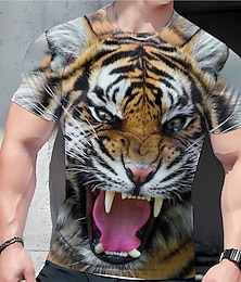 abordables -Hombre Camiseta Tee Graphic Animal Tigre Cuello Barco Ropa Impresión 3D Exterior Casual Manga Corta Estampado Vintage Moda Design