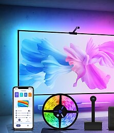 economico -envisual tv retroilluminazione a led con fotocamera 3.8m rgbic retroilluminazione tv wi-fi per tv pc funziona con alexa e google assistant controllo app sincronizzazione musica tv luci dimmerabili