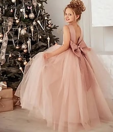 Χαμηλού Κόστους -Παιδιά Κοριτσίστικα Φόρεμα για πάρτυ Συμπαγές Χρώμα Αμάνικο Επίδοση Δίχτυ Πριγκίπισσα Γλυκός Δίχτυ Μέχρι τη μέση της γάμπας Φόρεμα σε ευθεία γραμμή Φόρεμα τούλι Καλοκαίρι Άνοιξη Φθινόπωρο 2-12 χρόνια