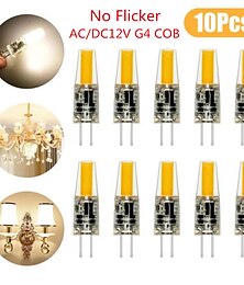 economico -10pcs senza sfarfallio mini g4 led cob lamp 3w lampadina ac/dc 12v lume di candela sostituire 30w alogena per faretto lampadario