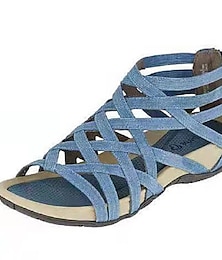 ieftine -Pentru femei Sandale Sandale Platformă Pantofi Romani Mărime Plus Size În aer liber Zilnic Plajă Vară Toc Platformă Vârf deschis Epocă Casual minimalism Pânză Fermoar Culoare solidă Gri Închis