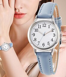 cheap -Japan Movement Women Quartz Watch Easy to Read Arabic Numerals Simple Dial PU leather strap Laides Clock