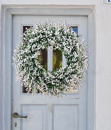 رخيصةأون -إكليل معلق على باب الربيع من الأوراق البيضاء والخضراء، إكليل أخضر لتزيين الزفاف