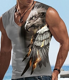 preiswerte -Herren Shirt Ärmelloses T-Shirt für Männer Graphic Tier Adler V Ausschnitt Bekleidung 3D-Druck Sport Laufen Ärmellos 3D-Druck Designer Brautkleider schlicht Muskel